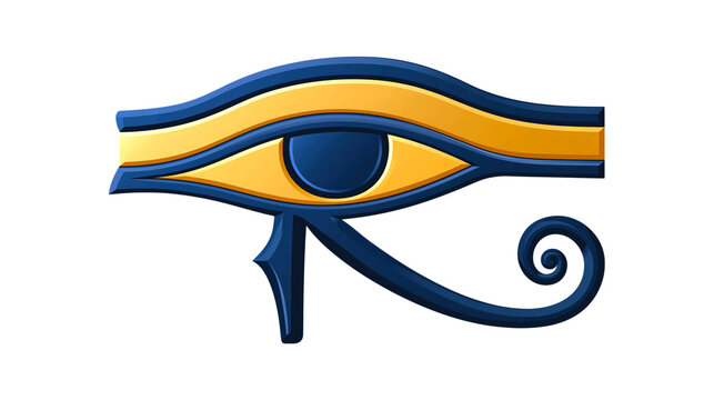 Blue and gold eye of Horus eye of Ra isolated on transparent background PNG element