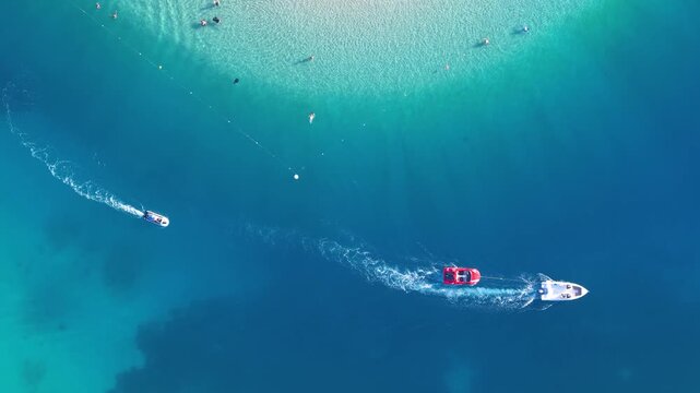 Oludeniz Beach Drone Video, Turquoise Color Kumburnu Beach (Kumburnu Plajı) Drone Video, Fethiye Mugla, Turkiye (Turkey)