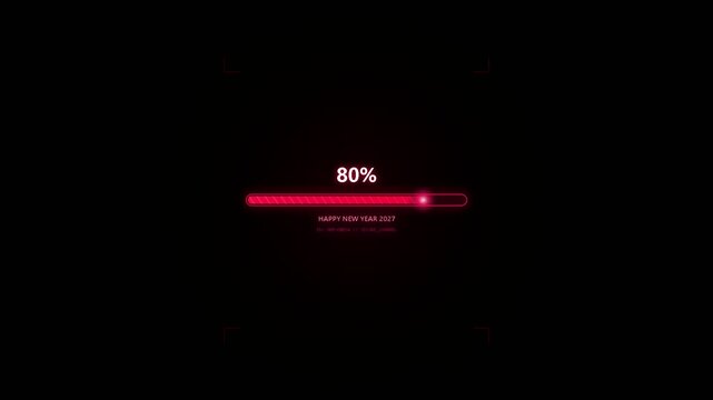 Futuristic loading bar with red digital progress indicator and timeline connection