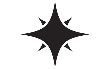 Fototapeta premium A simple black star shape icon with sharp points isolated on a white background for graphic design
