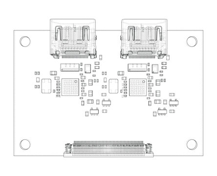 circuit board outline illustration. Vector