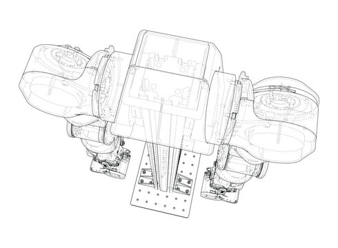 robotic arm wireframe illustration. Vector