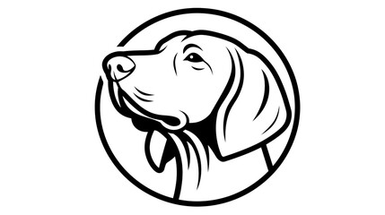 Obraz premium Line art profile of a weimaraner dog head in a circular frame isolated on transparent background PNG cutout
