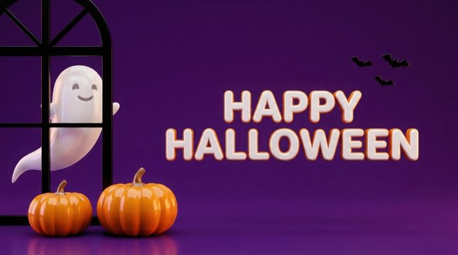 A spooky and delightful halloween scene featuring a ghost pumpkins and a lantern wishing everyone a safe and joyful celebration of the