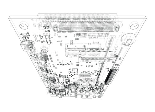 circuit board wireframe illustration. Vector