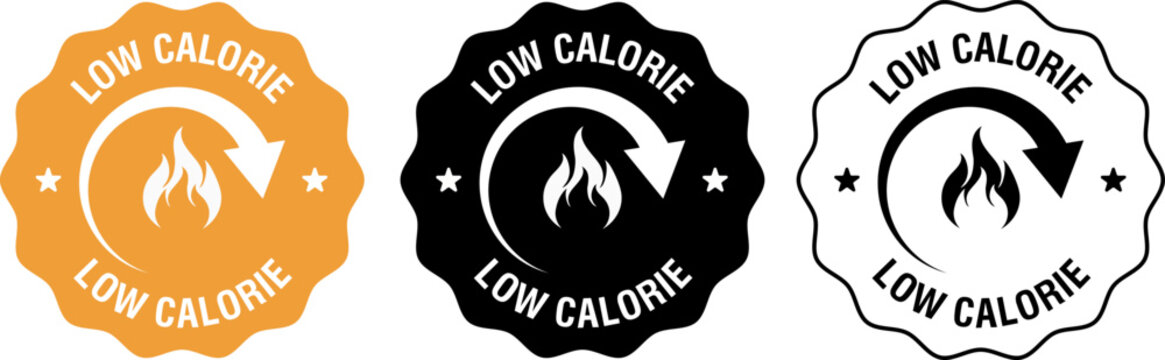 Low calorie food badge label collection with flame icon