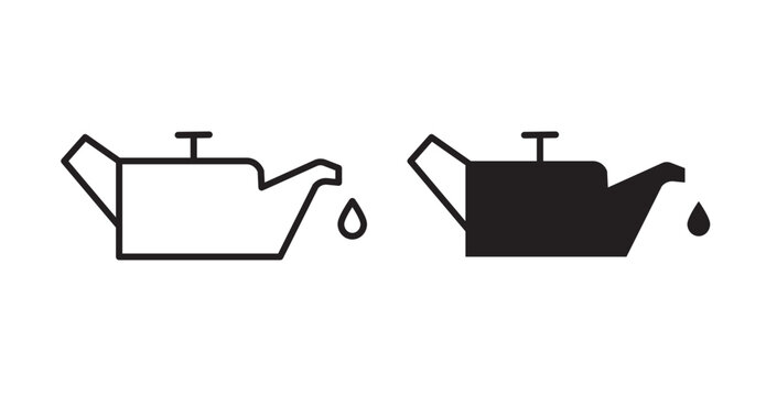 change car oil icons in fill and stroke style on white background
