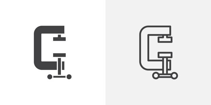 Clamp icon set for ui designs on white background