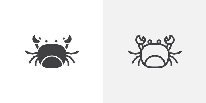 crab vector icons set on white background