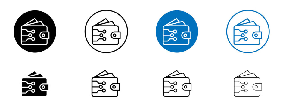 Cryptocurrency wallet icon flat outline in black