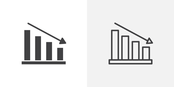 Decrease icon set for ui designs on white background