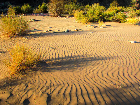 Wind ripples in the sand in the base of the Fish River Canyon, Namibia.