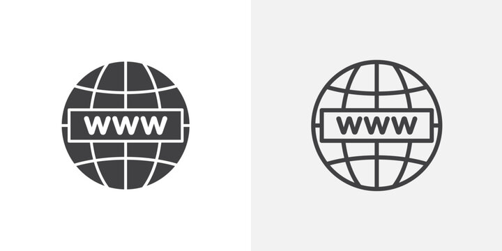 Domain icon set for ui designs on white background