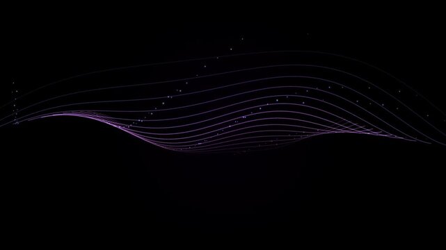 Elegant Purple Flowing Wave Lines on Minimal Black Background