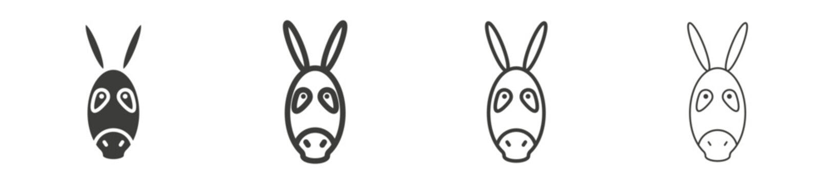 Donkey icons vector pack in black color