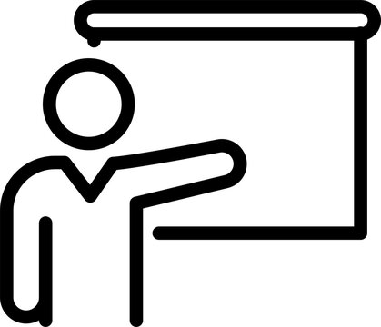 Black silhouette icon of a person giving a presentation isolated on transparent background