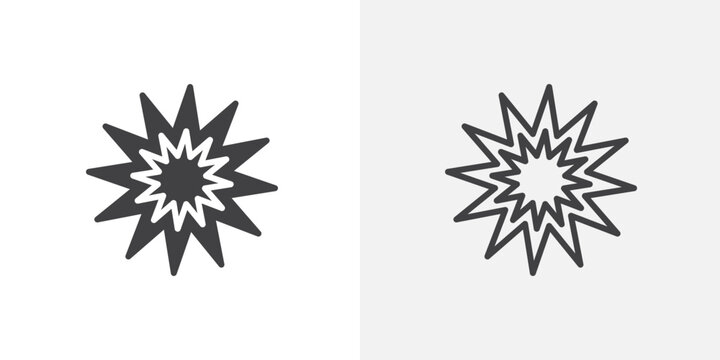 Explosion icon set for ui designs on white background