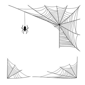 Creepy Cobweb Decorative Elements for Halloween and Horror Vector illustration