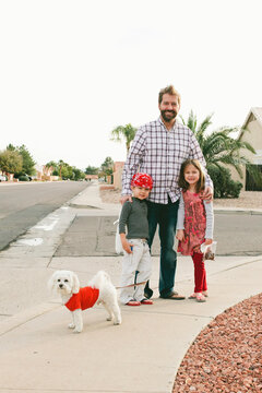 Fall Portrait of Father and Children