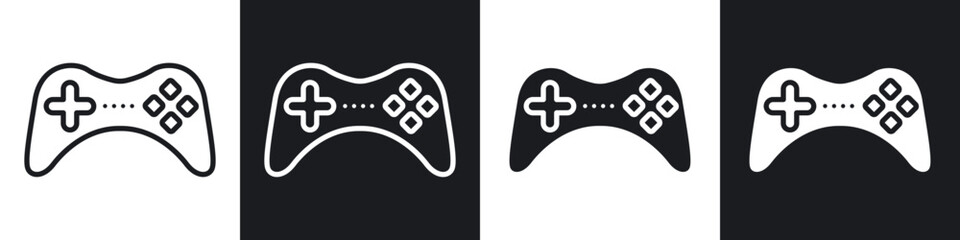 Gamepad vector icons in solid and outlines set © Vince