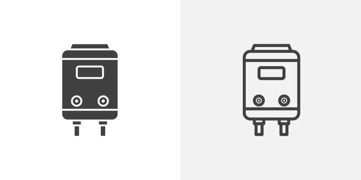 Gas boiler vector icons set on white background