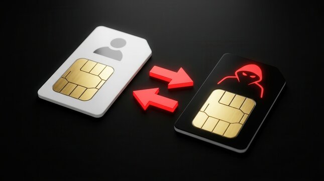 SIM swapping attack concept illustrating digital identity theft.