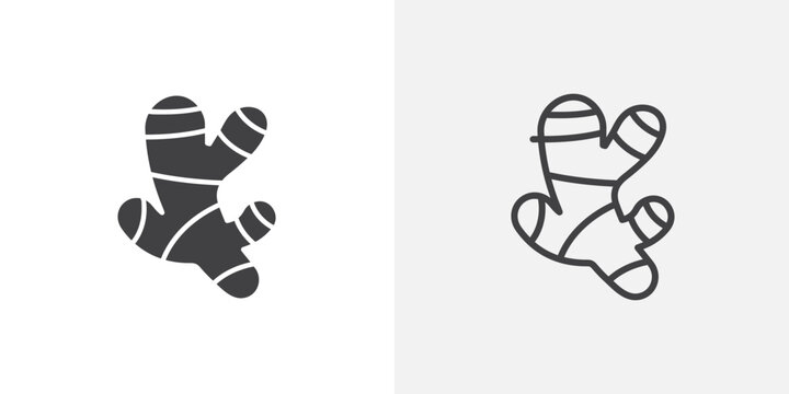 Ginger icon set for ui designs on white background