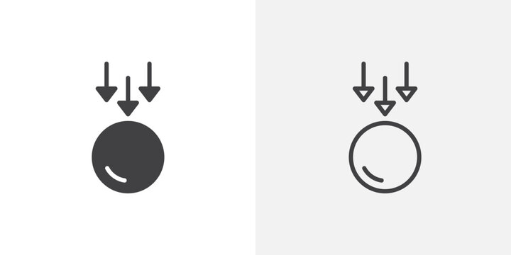 Gravity icon set for ui designs on white background