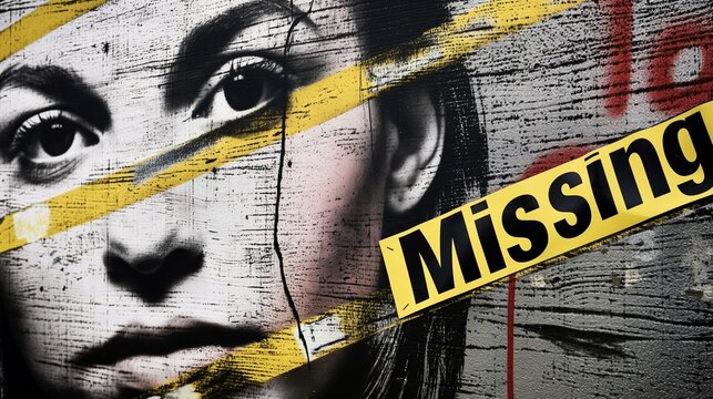 Missing person poster with yellow tape