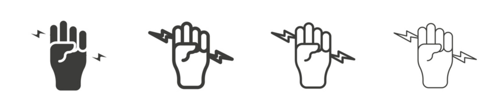Hand with Power icons vector pack in black color