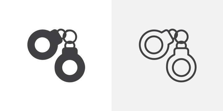 Handcuffs vector icons set on white background