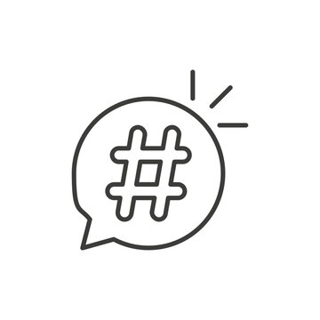 Hashtag icon vector isolated in thin line on white background