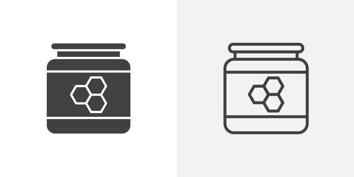 Honey jar icon set for ui designs on white background