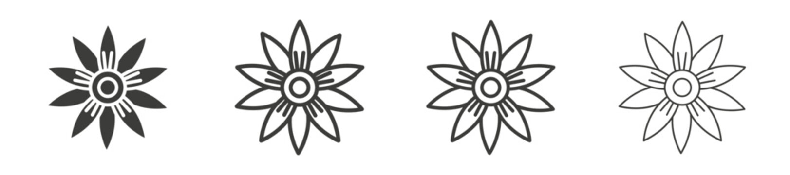 Hypericum icons vector pack in black color