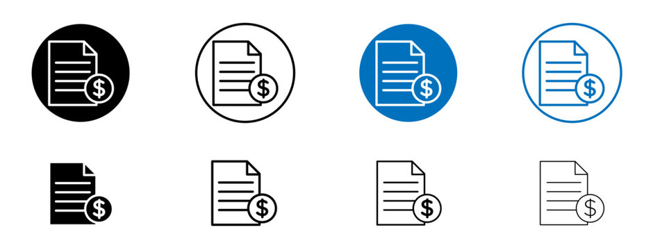 Invoice payment icon flat outline in black