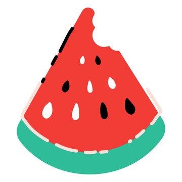 Biten watermelon slice flat