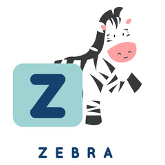 Fototapeta premium Letter z zebra alphabet