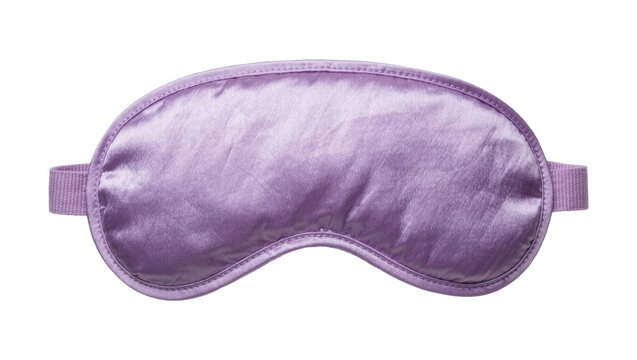Purple satin eye mask with elastic strap, isolated on transparent background