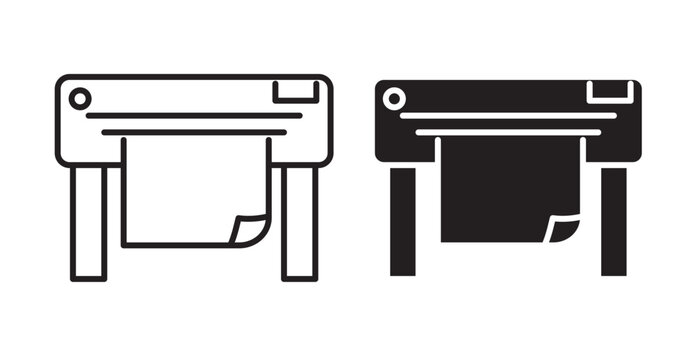 large printer icons in fill and stroke style on white background