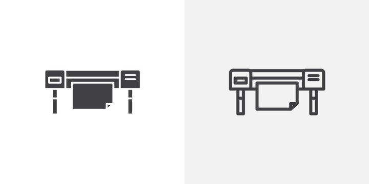 large printer vector icons set on white background