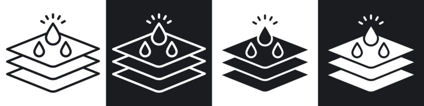 layers soft fabric icons in flat and outlined black and white colors collection