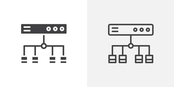 Load balancer icon set for ui designs on white background