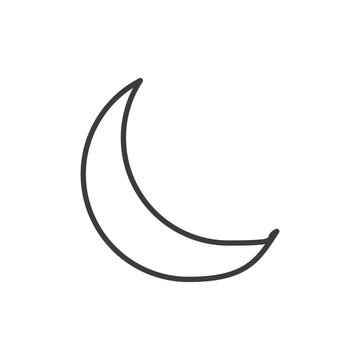 Moon icon vector isolated in thin line on white background