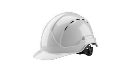 Fototapeta premium A shiny white safety hard hat with ventilation slots, isolated on transparent background. Ideal for construction safety and industrial site design concepts.