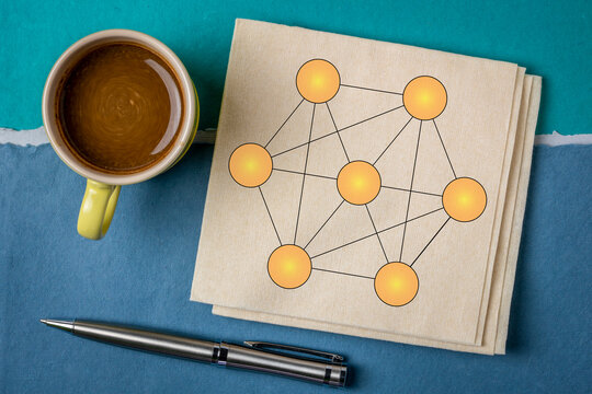 Diagram of fully connected network - network topology concept