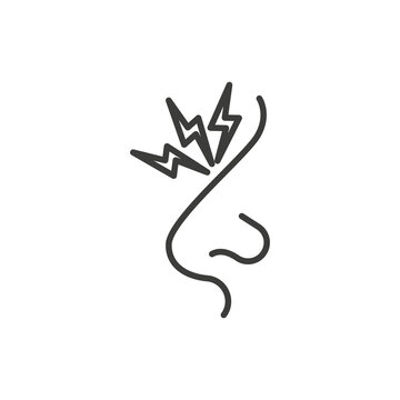 Nose pain icon vector isolated in thin line on white background