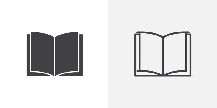 Open book icon set for ui designs on white background