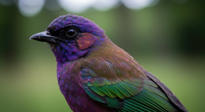 Vibrant Purple Bird in Nature Outdoors.