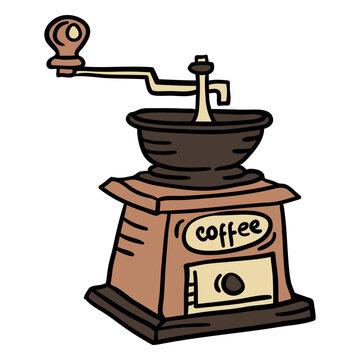 Handdrawn color coffee machine austria element