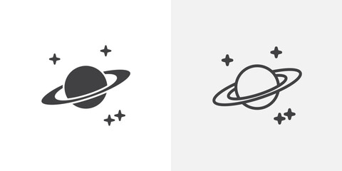 Planet saturn icon set for ui designs on white background © Vince